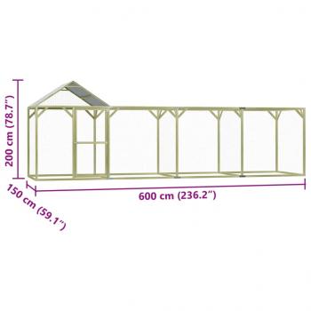 Hühnerkäfig 6x1,5x2 m Stahl