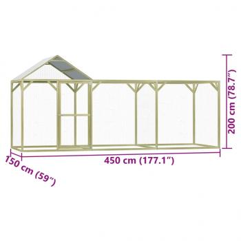 Hühnerkäfig 4,5x1,5x2 m Kiefernholz Imprägniert