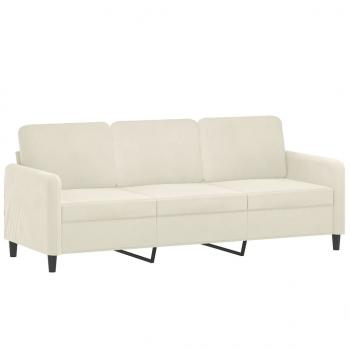 3-Sitzer-Sofa mit Zierkissen Creme 180 cm Samt