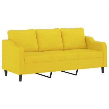 3-Sitzer-Sofa mit Zierkissen Hellgelb 180 cm Stoff