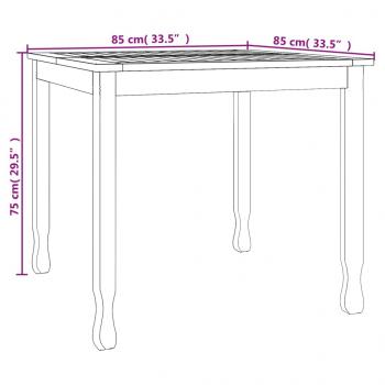 Garten-Esstisch 85x85x75 cm Massivholz Teak