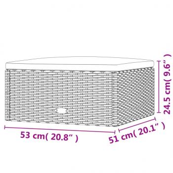 Gartenhocker mit Kissen Grau Poly Rattan