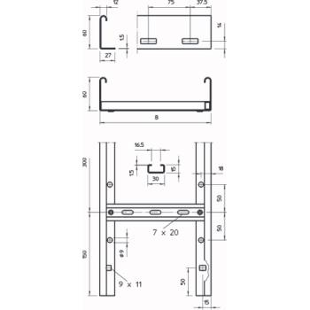 OBO Bettermann Kabelleiter gelocht, mit VS Sprosse 60x200x3000, St, FS (3 m)