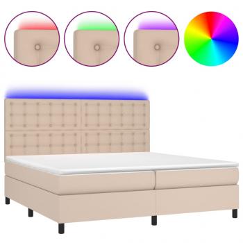 Boxspringbett mit Matratze & LED Cappuccino-Braun 200x200cm