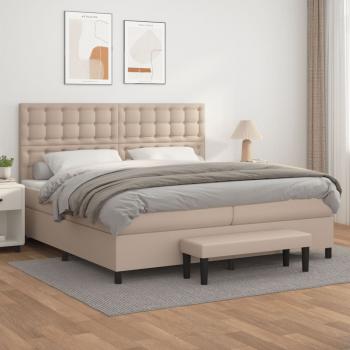 ARDEBO.de - Boxspringbett Matratze Cappuccino-Braun 200x200cm Kunstleder