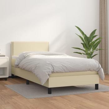 ARDEBO.de - Boxspringbett mit Matratze Creme 100x200 cm Kunstleder