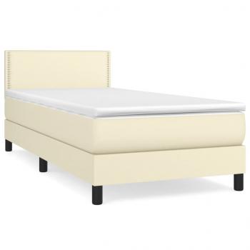 Boxspringbett mit Matratze Creme 100x200 cm Kunstleder