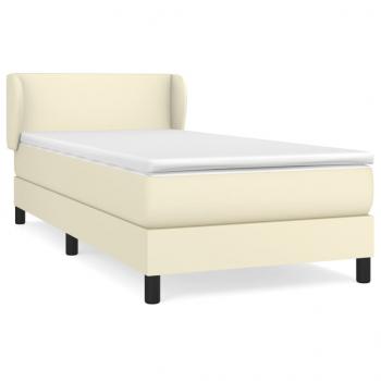 Boxspringbett mit Matratze Creme 100x200 cm Kunstleder