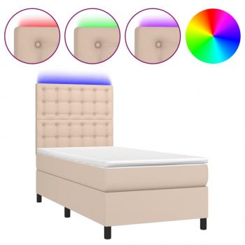 Boxspringbett mit Matratze & LED Cappuccino-Braun 100x200cm