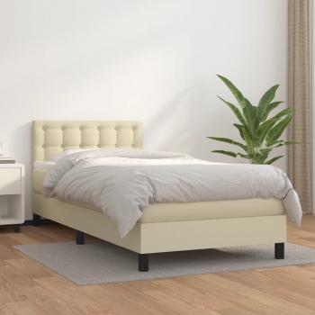 ARDEBO.de - Boxspringbett mit Matratze Creme 100x200 cm Kunstleder