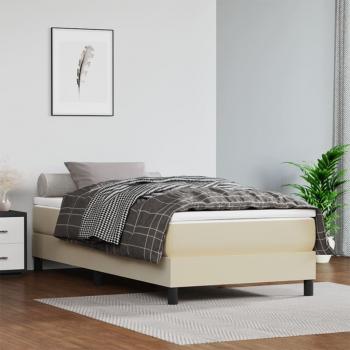 ARDEBO.de - Boxspringbett mit Matratze Creme 100x200 cm Kunstleder