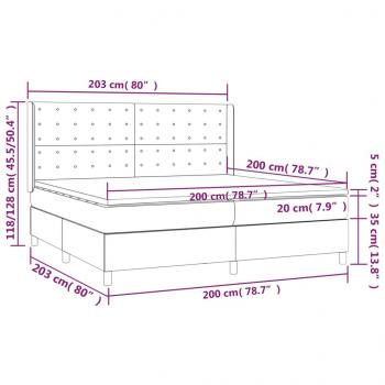 Boxspringbett mit Matratze & LED Cappuccino-Braun 200x200cm