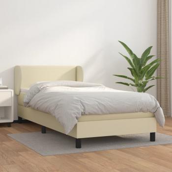 ARDEBO.de - Boxspringbett mit Matratze Creme 100x200 cm Kunstleder