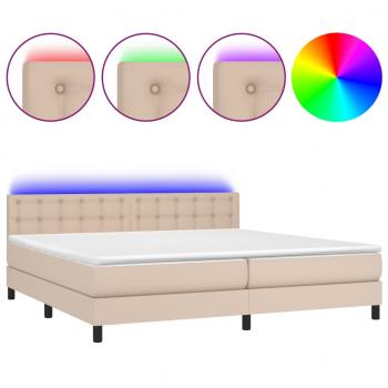 Boxspringbett mit Matratze & LED Cappuccino-Braun 200x200cm