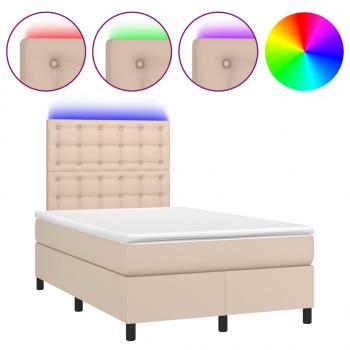 Boxspringbett mit Matratze & LED Cappuccino-Braun 120x190 cm