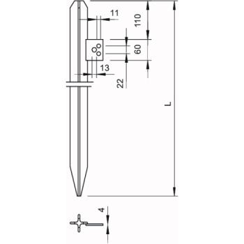 OBO Bettermann Kreuzerder mit Anschlusslasche 2000mm, St, FT