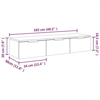 Wandschrank Betongrau 102x30x20 cm Holzwerkstoff