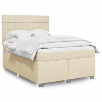 ARDEBO.de - Boxspringbett mit Matratze Creme 140x200 cm Stoff