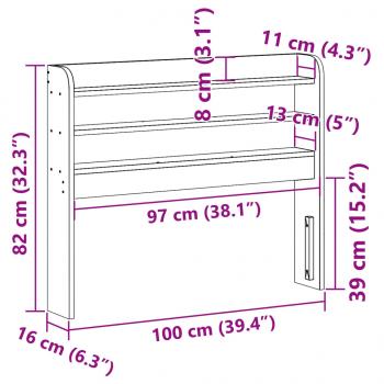 Kopfteil mit Ablagen 90 cm Massivholz Kiefer