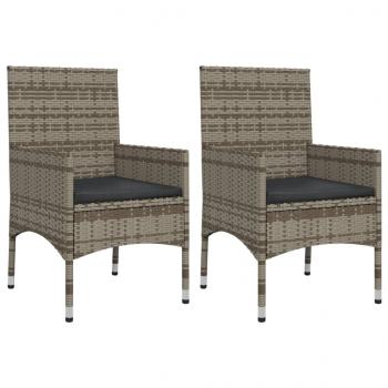 4-tlg. Garten-Lounge-Set mit Kissen Grau Poly Rattan