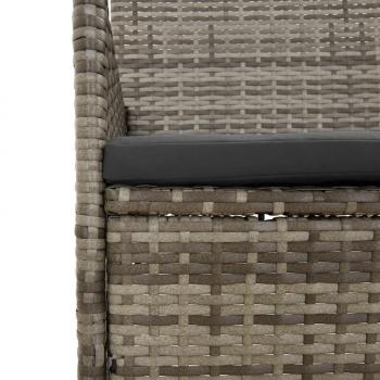 4-tlg. Garten-Lounge-Set mit Kissen Grau Poly Rattan