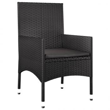 4-tlg. Garten-Lounge-Set mit Kissen Schwarz Poly Rattan