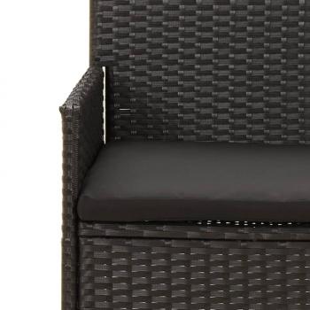 4-tlg. Garten-Lounge-Set mit Kissen Schwarz Poly Rattan