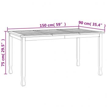 Garten-Esstisch 150x90x75 cm Massivholz Teak