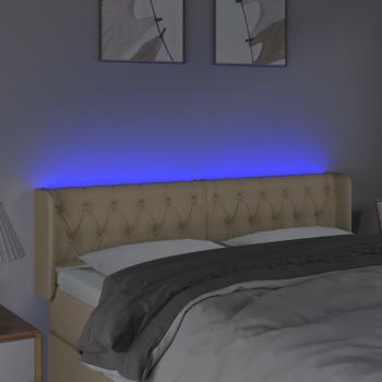 LED Kopfteil Creme 147x16x78/88 cm Stoff