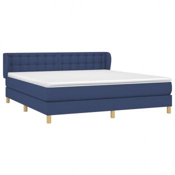 Boxspringbett mit Matratze Blau 160x200 cm Stoff