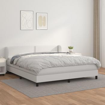 ARDEBO.de - Boxspringbett mit Matratze Weiß 160x200 cm Kunstleder