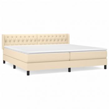 Boxspringbett mit Matratze Creme 200x200 cm Stoff