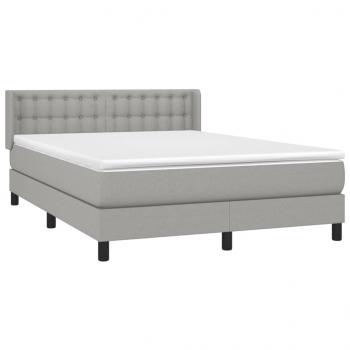 Boxspringbett mit Matratze Hellgrau 140x200 cm Stoff