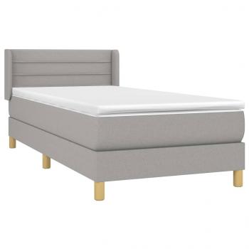 Boxspringbett mit Matratze Hellgrau 90x200 cm Stoff