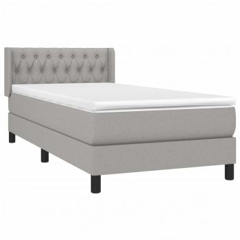 Boxspringbett mit Matratze Hellgrau 90x200 cm Stoff