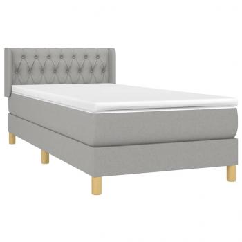 Boxspringbett mit Matratze Hellgrau 90x190 cm Stoff