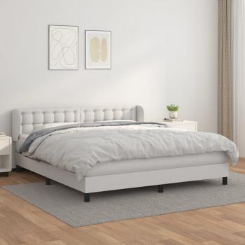 ARDEBO.de - Boxspringbett mit Matratze Weiß 180x200 cm Kunstleder