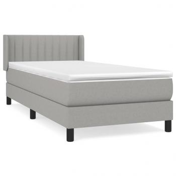 Boxspringbett mit Matratze Hellgrau 90x190 cm Stoff