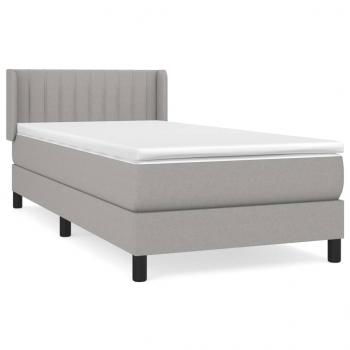 Boxspringbett mit Matratze Hellgrau 80x200 cm Stoff