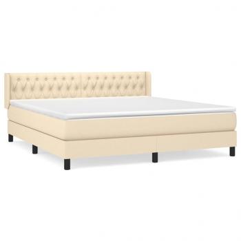 Boxspringbett mit Matratze Creme 180x200 cm Stoff