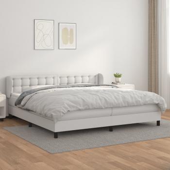 ARDEBO.de - Boxspringbett mit Matratze Weiß 200x200 cm Kunstleder