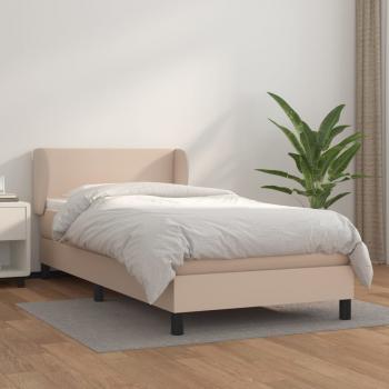 ARDEBO.de - Boxspringbett mit Matratze Cappuccino-Braun 80x200cm Kunstleder