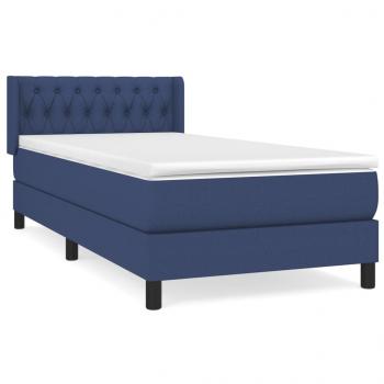 Boxspringbett mit Matratze Blau 90x200 cm Stoff