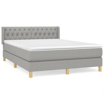 Boxspringbett mit Matratze Hellgrau 140x200 cm Stoff