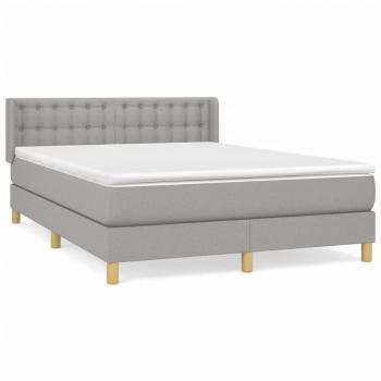 Boxspringbett mit Matratze Hellgrau 140x200 cm Stoff