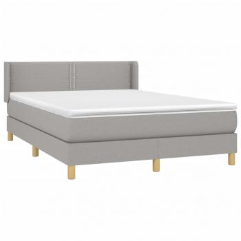 Boxspringbett mit Matratze Hellgrau 140x200 cm Stoff