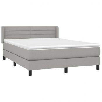 Boxspringbett mit Matratze Hellgrau 140x200 cm Stoff