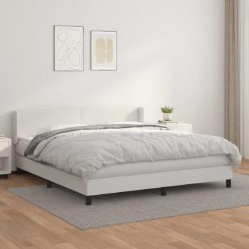 ARDEBO.de - Boxspringbett mit Matratze Weiß 180x200 cm Kunstleder