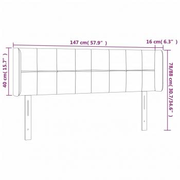 LED Kopfteil Hellgrau 147x16x78/88 cm Stoff