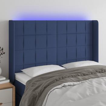 ARDEBO.de - LED Kopfteil Blau 147x16x118/128 cm Stoff